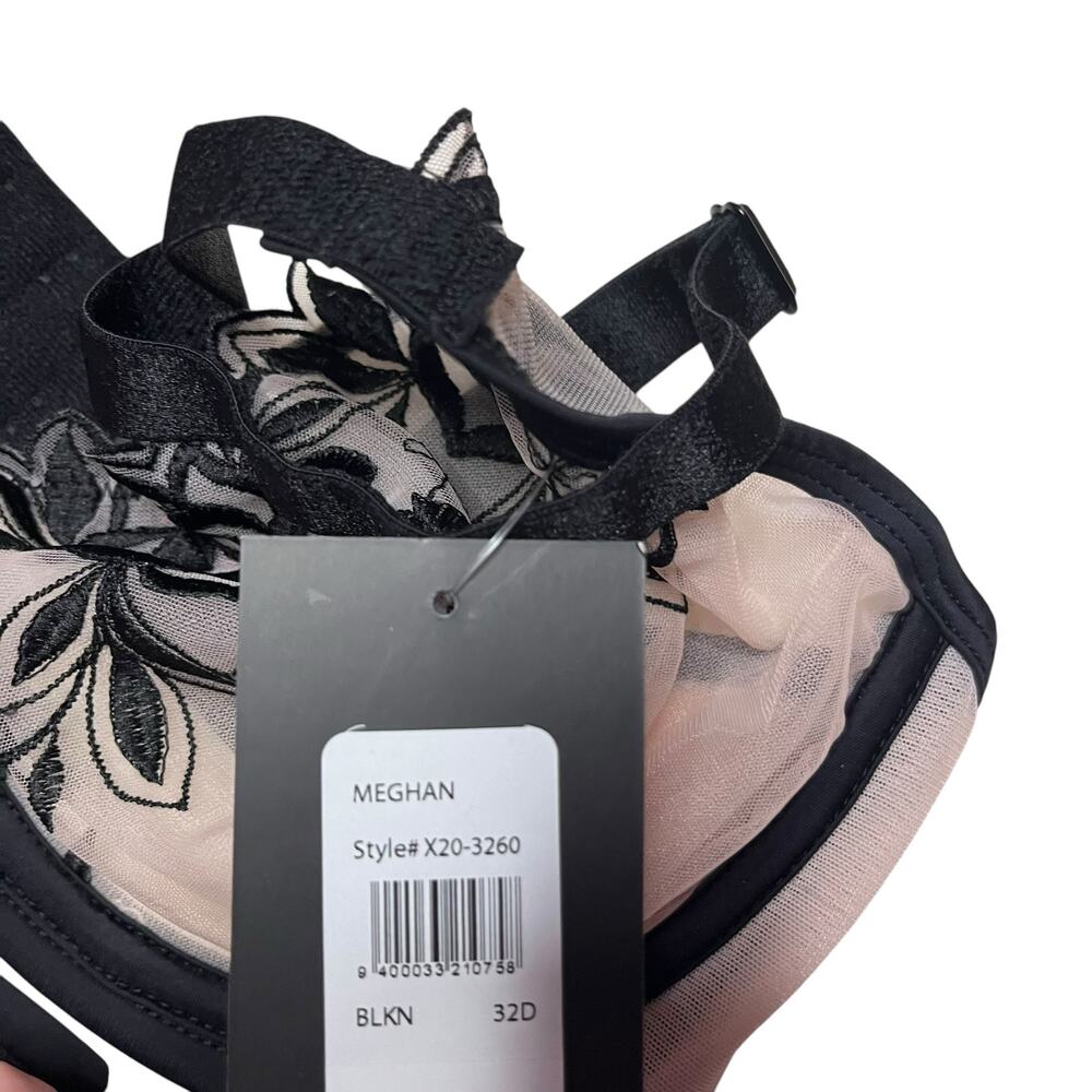 Frederick's of Hollywood Meghan Underwire Bra Black / Nude Size 32D - Picture 4 of 5